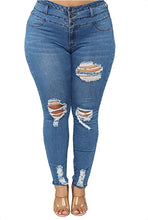 Charger l&#39;image dans la galerie, ALLABREVE Women Plus Size Ripped Stretch Skinny Jeans, High Rise Distressed Denim Jegging
