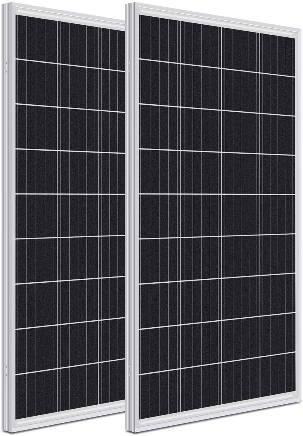 WEIZE Panneau solaire monocristallin 200 W 12 V, lot de 2 modules PV monocristallins 12 V 100 W haute efficacité pour la maison, le camping, le bateau, la caravane, le camping-car et d'autres applications hors réseau