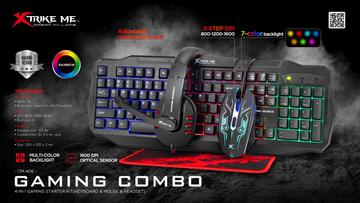 X-Trike 4-in-1 Combo Gaming Starter Kit CM-406 RGB LED Light Keyboard - Mouse- Headset- Pad