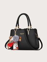 Charger l&#39;image dans la galerie, Scallop Trim Satchel Bag With Pom-pom Bag Charm
