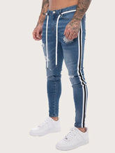 Charger l&#39;image dans la galerie, Men Side Stripe Belted Jeans
