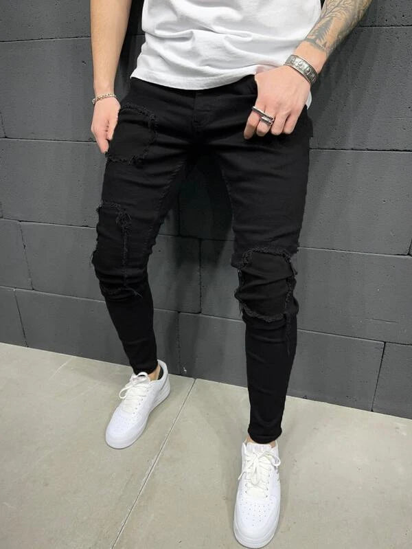 Men Raw Trim Solid Jeans