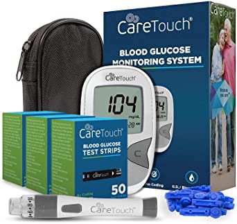 Blood Glucose Monitor Kit - Diabetes Testing Kit with 1 Glucometer, 150 Blood Sugar Test Strips, 1 Lancing Device, 100 Lancets, Travel Case for Blood Glucose Meter and Diabetic Supplies