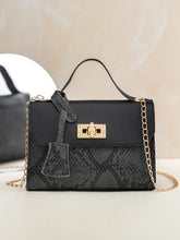 Charger l&#39;image dans la galerie, Snakeskin Turn-lock Flap Satchel Bag
