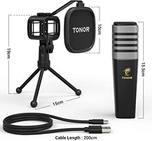 Charger l&#39;image dans la galerie, USB Microphone, TONOR Cardioid Condenser Computer PC Mic with Tripod Stand, Pop Filter, Shock Mount for Gaming, Streaming, Podcasting, YouTube, Voice Over, Twitch, Compatible with Laptop Desktop, TC30
