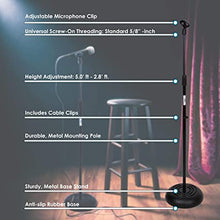 Charger l&#39;image dans la galerie, Microphone Stand - Universal Mic Mount with Heavy Compact Base, Height Adjustable (2.8’ - 5’ ft.)- PMKS5
