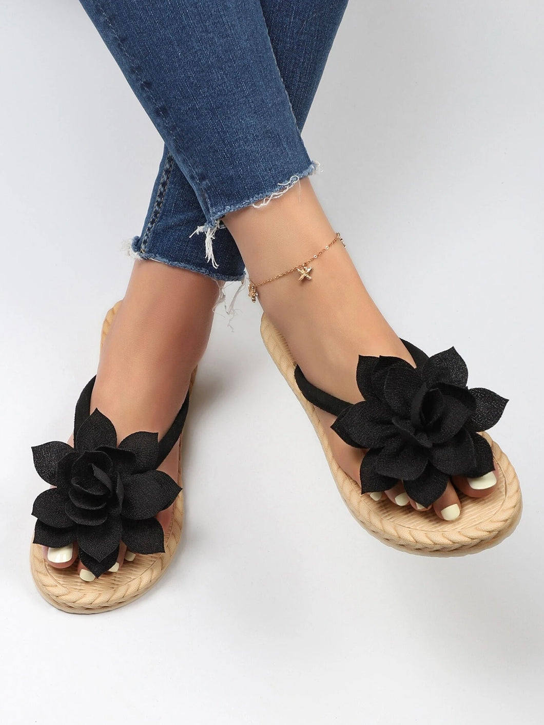 Flower Decor Flip Flops