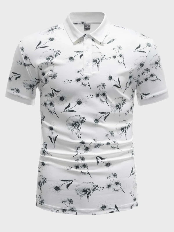 Men Floral Print Polo Shirt