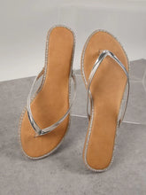 Charger l&#39;image dans la galerie, Solid Metallic Detail Open Toe Thong Slip On Sandals
