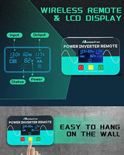 Charger l&#39;image dans la galerie, Mxmoonfree 5000W Pure Sine Wave Power Inverter 12V DC to 110V AC with Wireless Remote Control LCD Display 1 USB Port, 4 AC Outlets, 2 Terminal Blocks for RV Truck Cabin Off Grid
