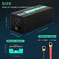 Charger l&#39;image dans la galerie, Mxmoonfree 5000W Pure Sine Wave Power Inverter 12V DC to 110V AC with Wireless Remote Control LCD Display 1 USB Port, 4 AC Outlets, 2 Terminal Blocks for RV Truck Cabin Off Grid
