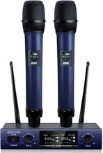 Charger l&#39;image dans la galerie, FDUCE Wireless Microphones System, Metal Dual Channel UHF Dynamic Microphone, Cordless Handheld Mics for Party, Home Karaoke, Conference Church, Wedding, Speech, SV322 (Blue)
