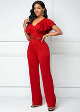 Charger l&#39;image dans la galerie, Red Butterfly Sleeve V Neck Jumpsuit
