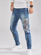 Charger l&#39;image dans la galerie, Men Geo Patched Cat Whisker Jeans
