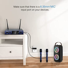 Charger l&#39;image dans la galerie, FDUCE Wireless Microphones System, Metal Dual Channel UHF Dynamic Microphone, Cordless Handheld Mics for Party, Home Karaoke, Conference Church, Wedding, Speech, SV322 (Blue)
