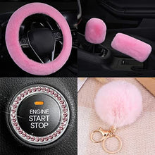 Charger l&#39;image dans la galerie, ZYNQACC 1 Set 8 Pieces Fluffy Steering Wheel Cover Set,Warm Soft Fuzzy Steering Wheel Covers for Women/Girls,Universal 15 Inches Girls Car Accessories (Pink)
