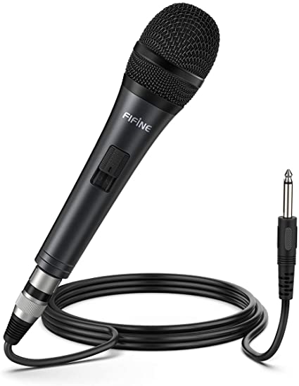 Karaoke Microphone,Fifine Dynamic Vocal Microphone for Speaker,Wired Handheld Mic with On and Off Switch and14.8ft Detachable Cable-K6